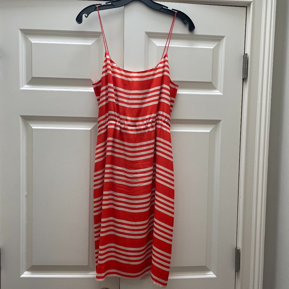 J. Crew silk striped blouson dress